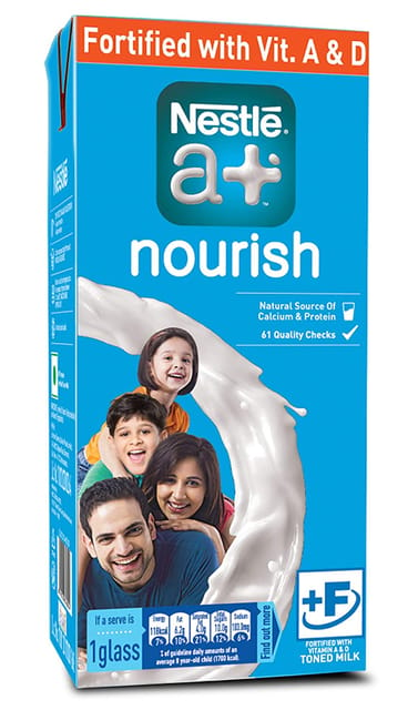 Nestlé a+ Nourish Toned Milk, 1 LTR Tetra Pack