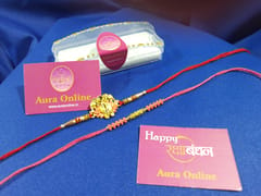 Set of 2 rakhis with box card and roli-chawal