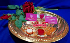 Set of 2 rakhis with box card and roli-chawal