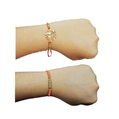 Set of 2 rakhis with box card and roli-chawal