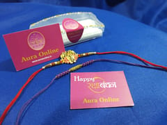 Set of 2 rakhis with box card and roli-chawal