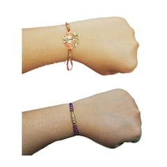 Set of 2 rakhis with box card and roli-chawal