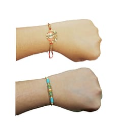 Set of 2 rakhis with box card and roli-chawal