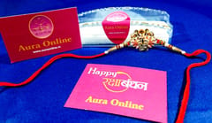 Set of 2 rakhis with box card and roli-chawal