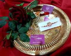 Set of 2 rakhis with box card and roli-chawal