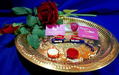 Set of 2 rakhis with box card and roli-chawal