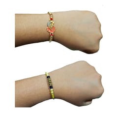 Set of 2 rakhis with box card and roli-chawal