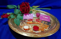 Set of 2 rakhis with box card and roli-chawal