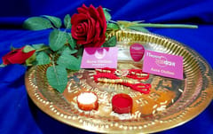 Set of 2 rakhis with box card and roli-chawal