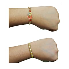 Set of 2 rakhis with box card and roli-chawal