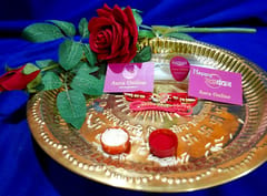 Set of 2 rakhis with box card and roli-chawal