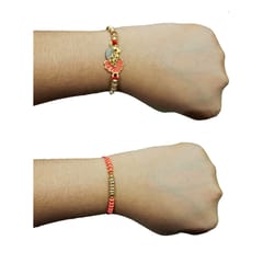 Set of 2 rakhis with box card and roli-chawal