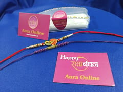 Set of 2 rakhis with box card and roli-chawal