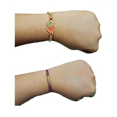 Set of 2 rakhis with box card and roli-chawal