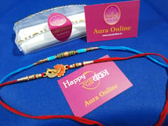 Set of 2 rakhis with box card and roli-chawal