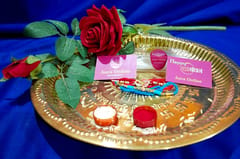 Set of 2 rakhis with box card and roli-chawal