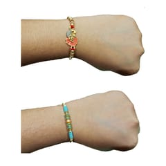 Set of 2 rakhis with box card and roli-chawal