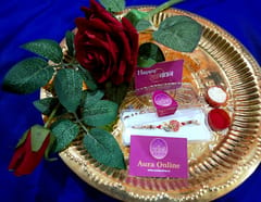 Rakhi with box card and roli-chawal