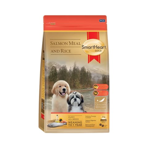 SMARTHEART GOLD SALMON MEAL & RICE PUPPY DRY FOOD, 1 KG - ALL BREED (21-ID88-DP-481)