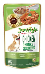 JerHigh WET DOG FOOD, 120 g - GRILLED CHICKEN CHUNKS in Gravy for Healthy Bones & Teeth (21-JGH-GCC-X12)