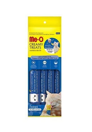 Me-O CREAMY CAT TREATS CHICKEN & LIVER WITH GOAT MILK, 60 g (15 g X 4)(ID5-CACH-0615)