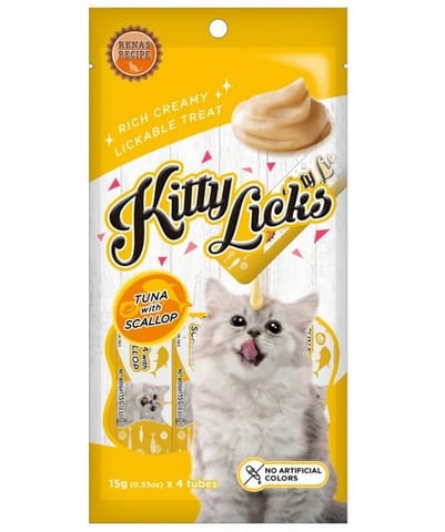 RENA'S KITTY LICKS CAT TREATS, 450 g - TUNA WITH SCALLOP (15 g X 30)(21-RNK-TSC-X4K-9252)