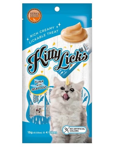 RENA'S KITTY LICKS CAT TREATS, 450 g - TUNA WITH SEAFOOD (15 g X 30)(21-RNK-TSF-X4K-9257)