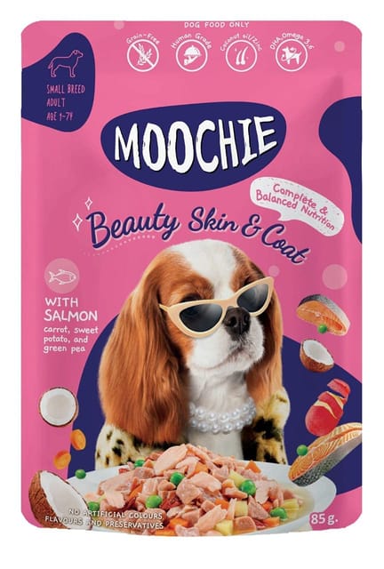 MOOCHIE PREMIUM WET FOOD FOR DOGS, 85 g - BEAUTY SKIN & COAT with SALMON (21-MCH-BSC-85G)