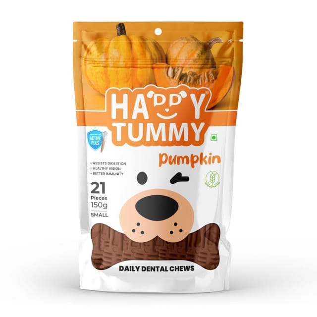 GNAWLERS HAPPY TUMMY DAILY DENTAL CHEWS SMALL, 150g X 21 PCs - PUMPKIN (21-GNW-HTP-N21)