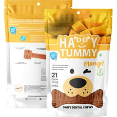 GNAWLERS HAPPY TUMMY DAILY DENTAL CHEWS SMALL, 150g X 21 PCs - MANGO (21-GNW-HTM-N21)