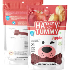 GNAWLERS HAPPY TUMMY DAILY DENTAL CHEWS SMALL, 150g X 21 PCs - APPLE (21-GNW-HTA-N21)