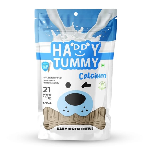 GNAWLERS HAPPY TUMMY DAILY DENTAL CHEWS SMALL, 150g X 21 PCs - MILK (21-GNW-HMK-N21)