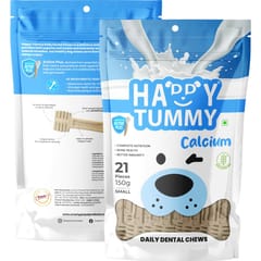 GNAWLERS HAPPY TUMMY DAILY DENTAL CHEWS SMALL, 150g X 21 PCs - MILK (21-GNW-HMK-N21)