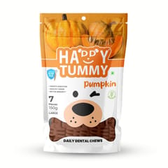 GNAWLERS HAPPY TUMMY DAILY DENTAL CHEWS LARGE, 150g X 7 PCs - PUMPKIN (21-GNW-HTP-N07)