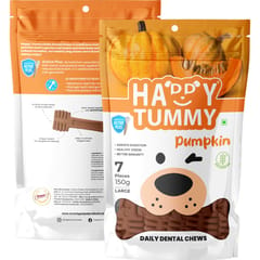 GNAWLERS HAPPY TUMMY DAILY DENTAL CHEWS LARGE, 150g X 7 PCs - PUMPKIN (21-GNW-HTP-N07)