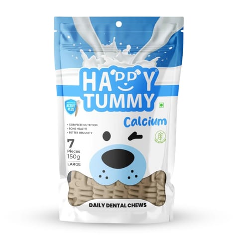 GNAWLERS HAPPY TUMMY DAILY DENTAL CHEWS LARGE, 150g X 7 PCs - MILK (21-GNW-HMK-N07)