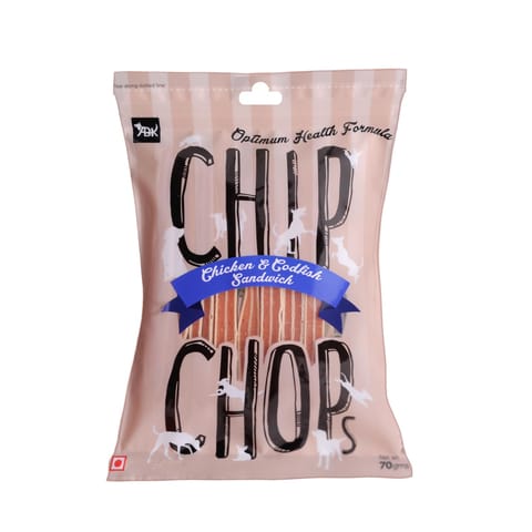 CHIP CHOPS DOG TREATS, 70 G - CHICKEN & CODFISH ROLLS (CC1201)(21-CC-CFR-X07)